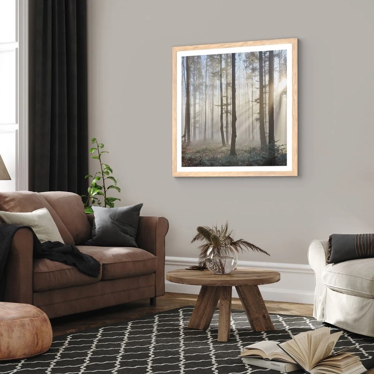 Pôster com moldura de carvalho claro - O nevoeiro também acordou - 50x50 cm