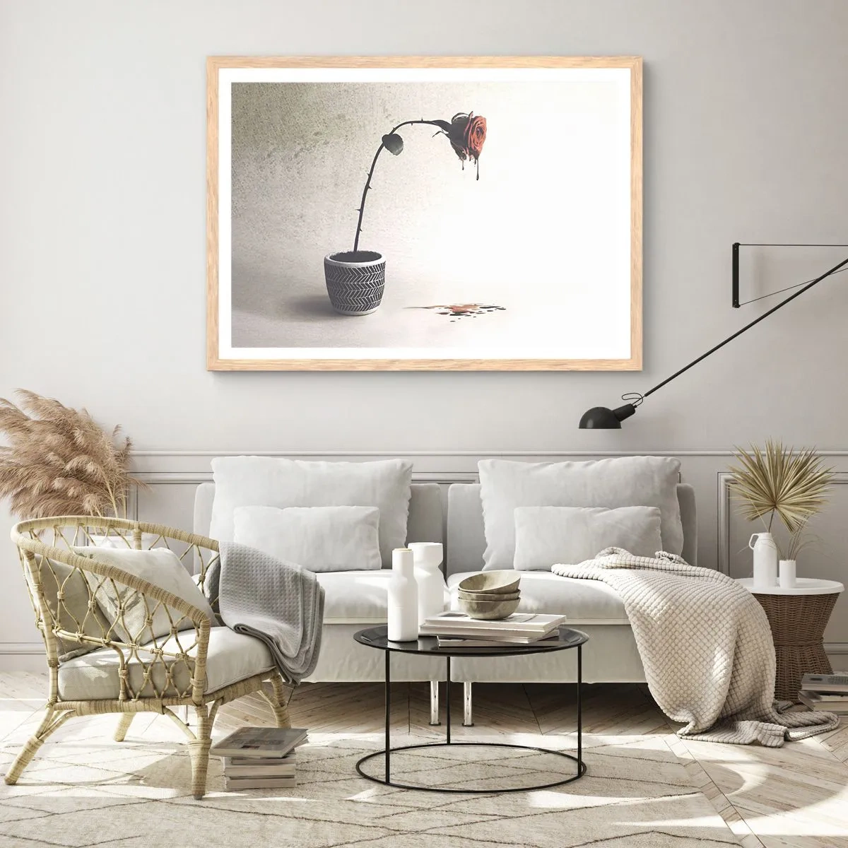 Pôster com moldura de carvalho claro - Rosa dolorosa - 91x61 cm