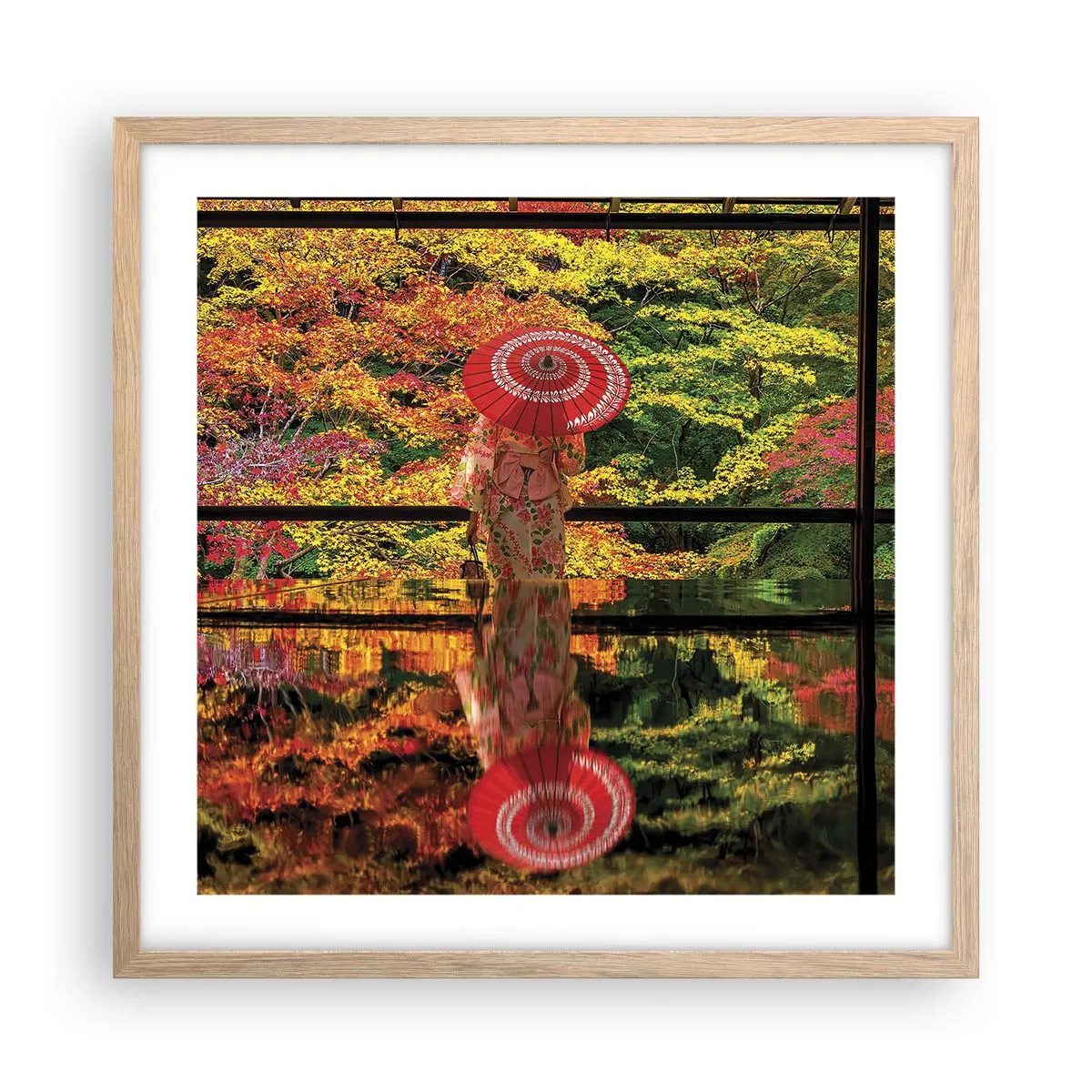 Pôster com moldura de carvalho claro - No templo da natureza - 50x50 cm