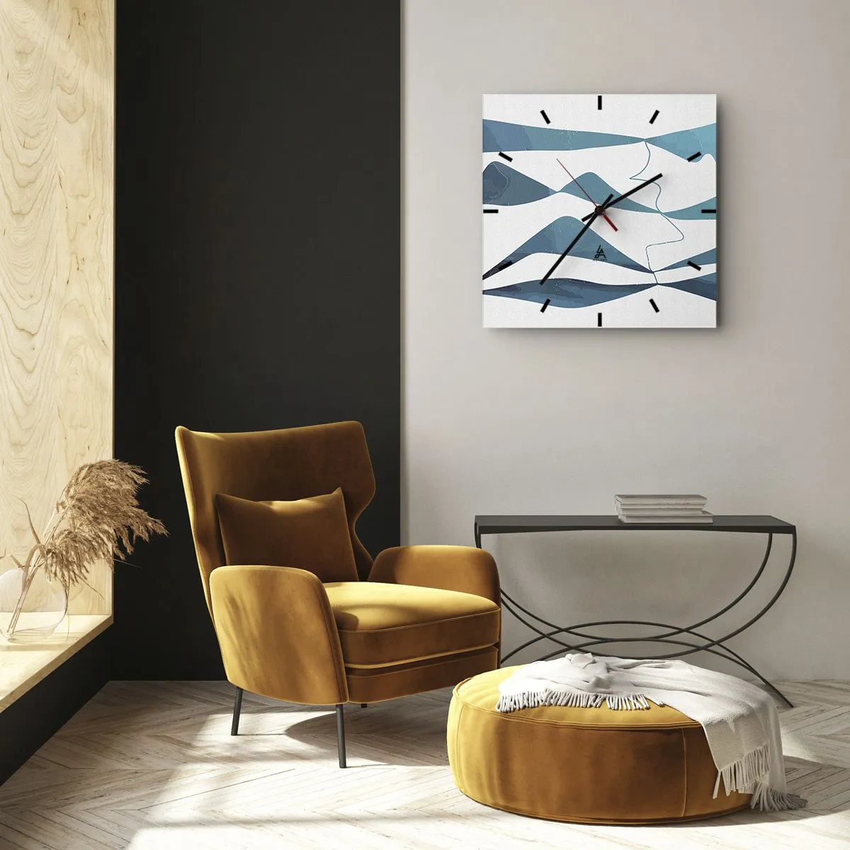 Relógio de parede - Relógio em vidro - Abstração: composto turquesa - 30x30 cm