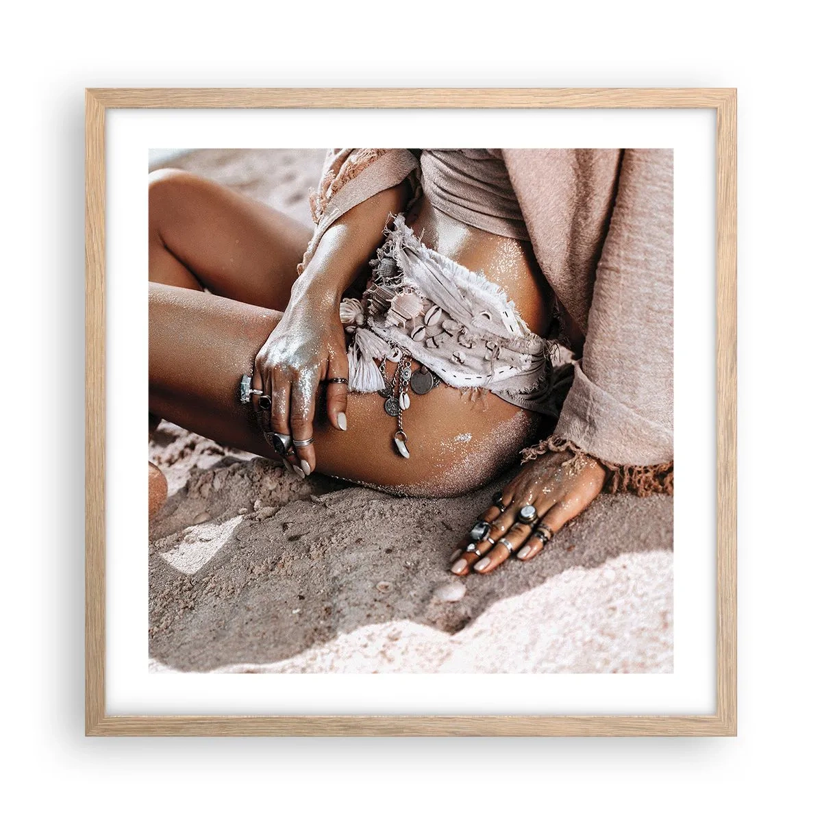 Pôster com moldura de carvalho claro - Expulsa pelas ondas? - 50x50 cm