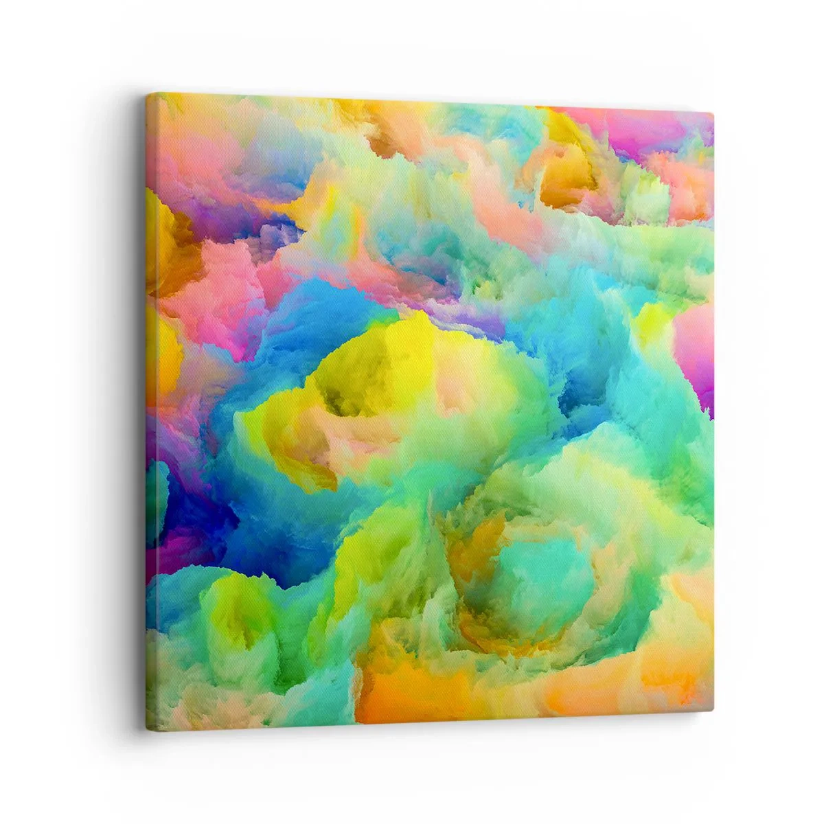 Quadro em tela - Penugem arco-íris - 30x30 cm