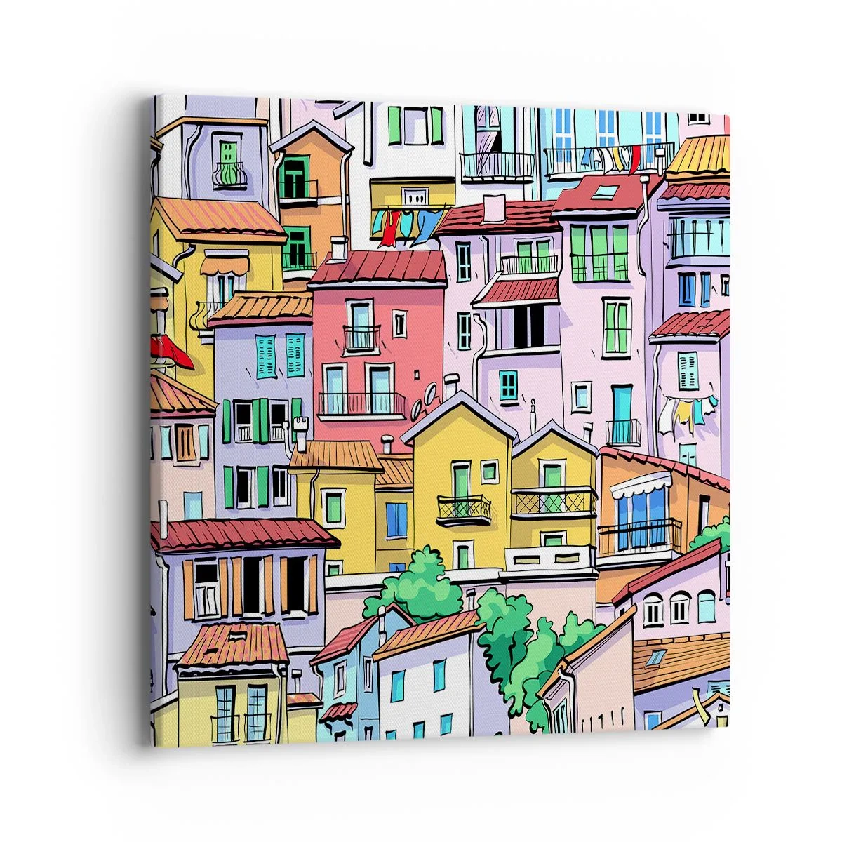 Quadro em tela - Cidade divertida - 40x40 cm
