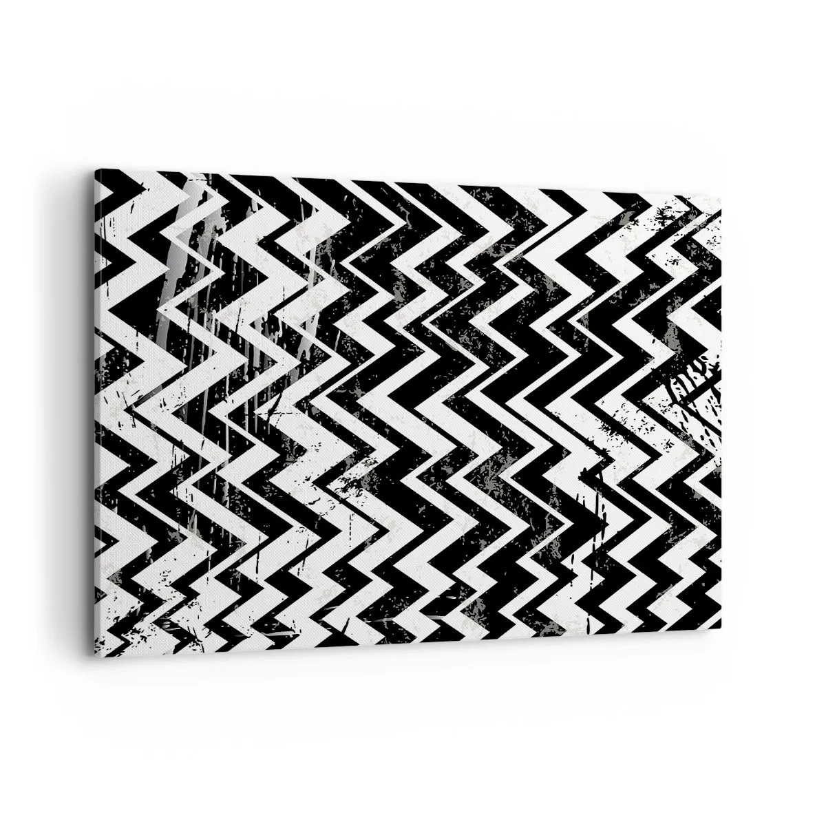 Quadro em tela - Zig-branco, zag-preto - 100x70 cm
