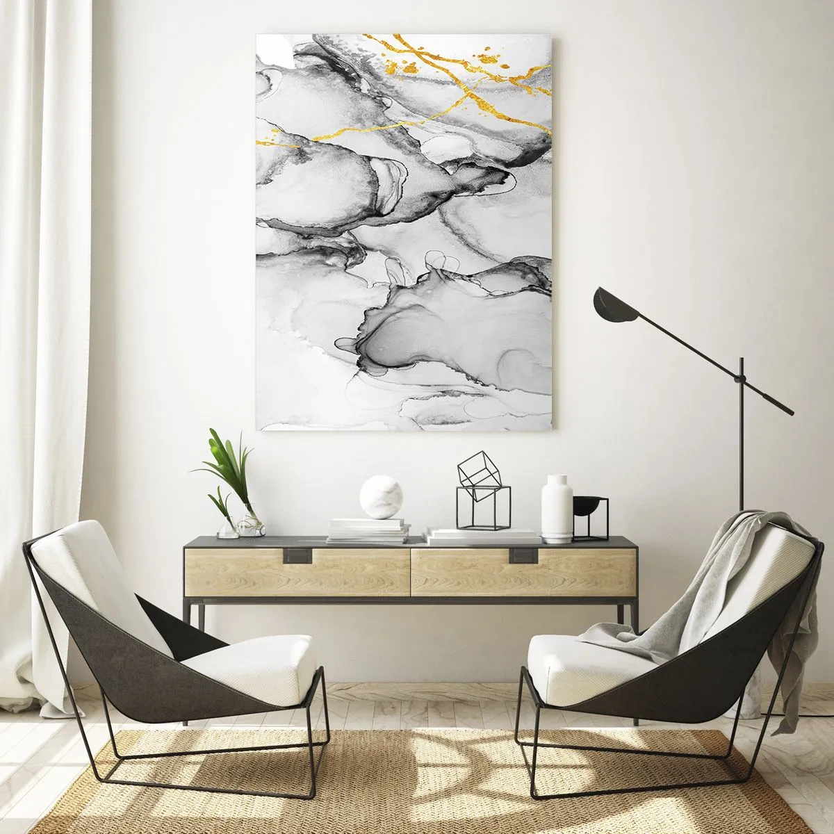 Quadro em vidro - Composição dourada - 50x70 cm