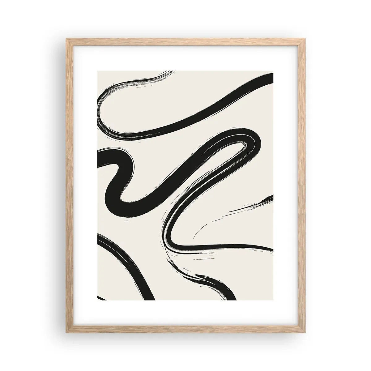 Pôster com moldura de carvalho claro - Capricho preto e branco - 40x50 cm