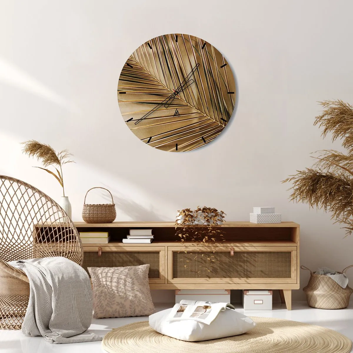 Relógio de parede - Relógio em vidro - Colunata natural - 40x40 cm