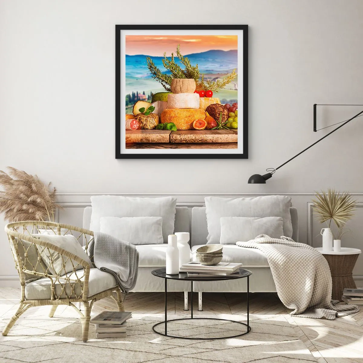 Pôster com moldura preta - Alegria italiana - 60x60 cm