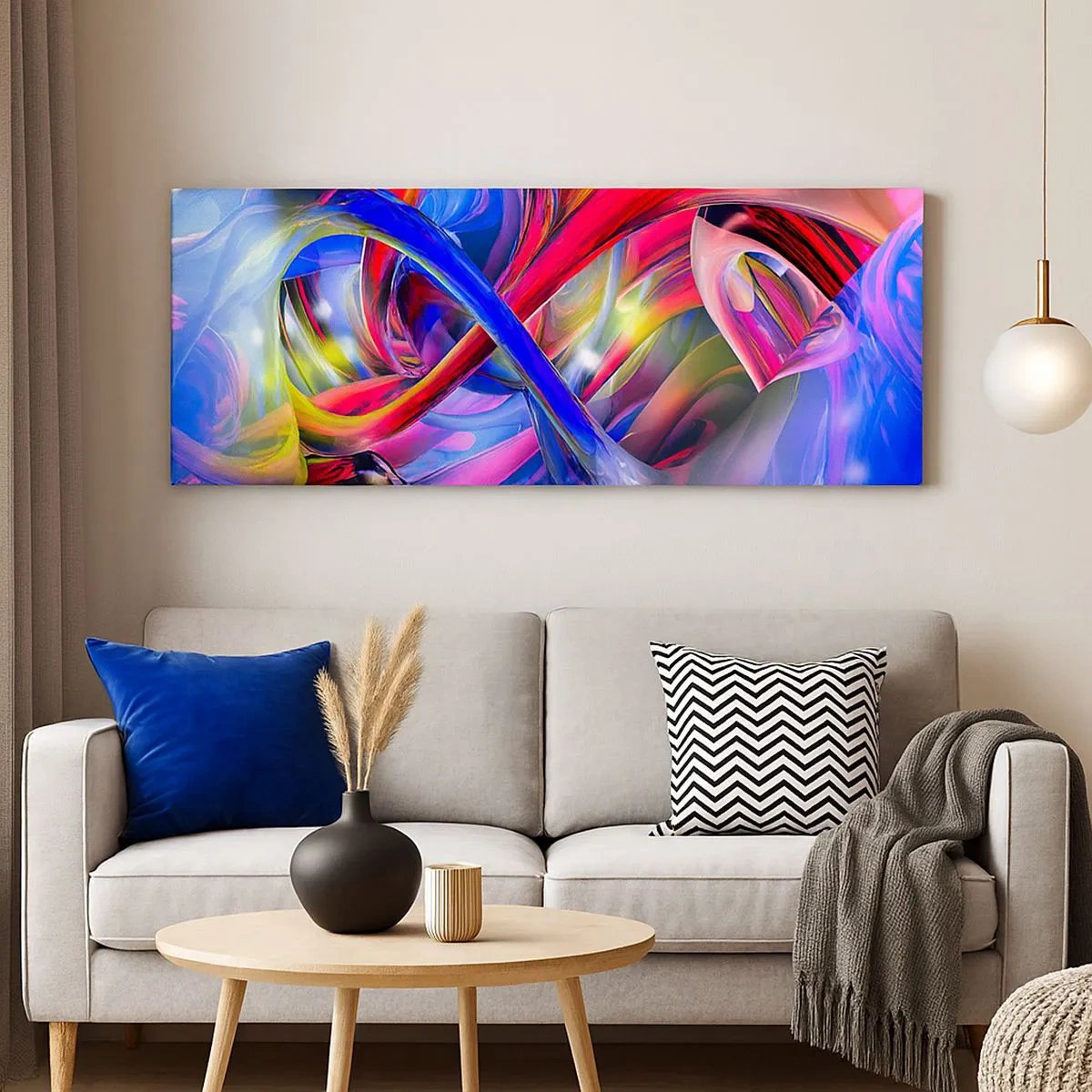 Quadro em tela - Dança das cores - 100x40 cm