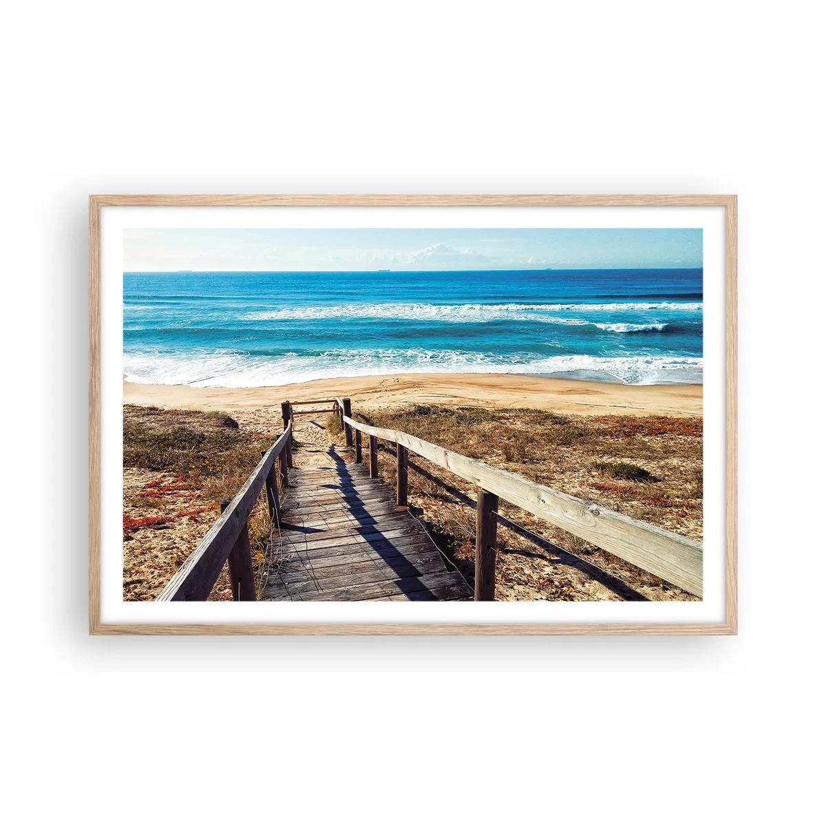 Pôster com moldura de carvalho claro - Corra! - 91x61 cm