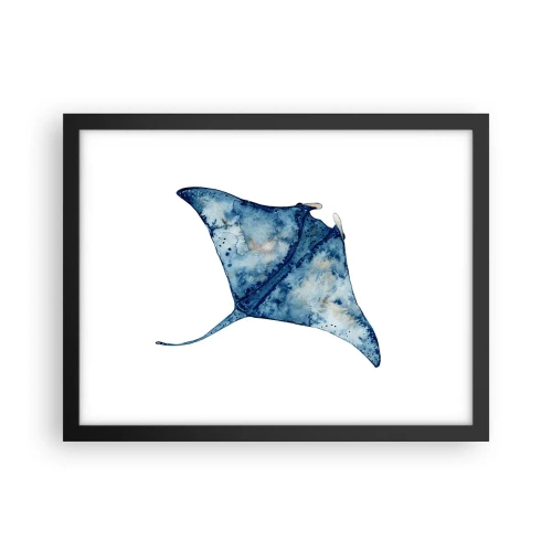 Pôster com moldura preta - A vida em azul - 40x30 cm