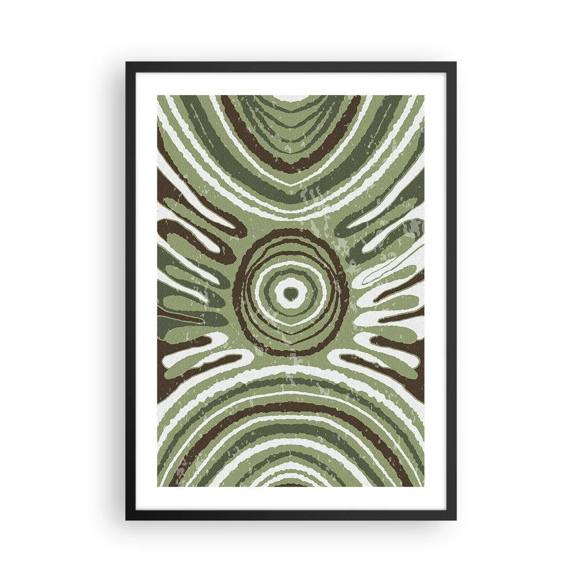 Pôster com moldura preta - Padrão abstrato simétrico em tons de verde - 50x70cm - Uma explosão de emoções - Decoração de parede moderna para a sala de estar e quarto ARTTOR