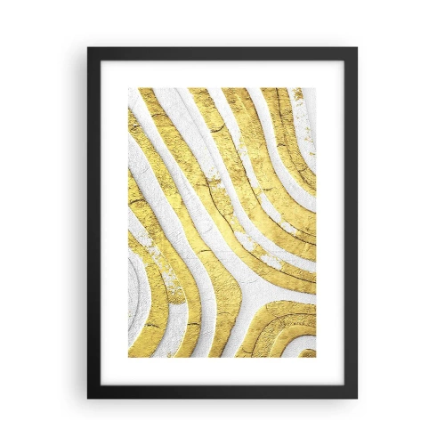 Pôster com moldura preta - Composição a branco e ouro - 30x40 cm