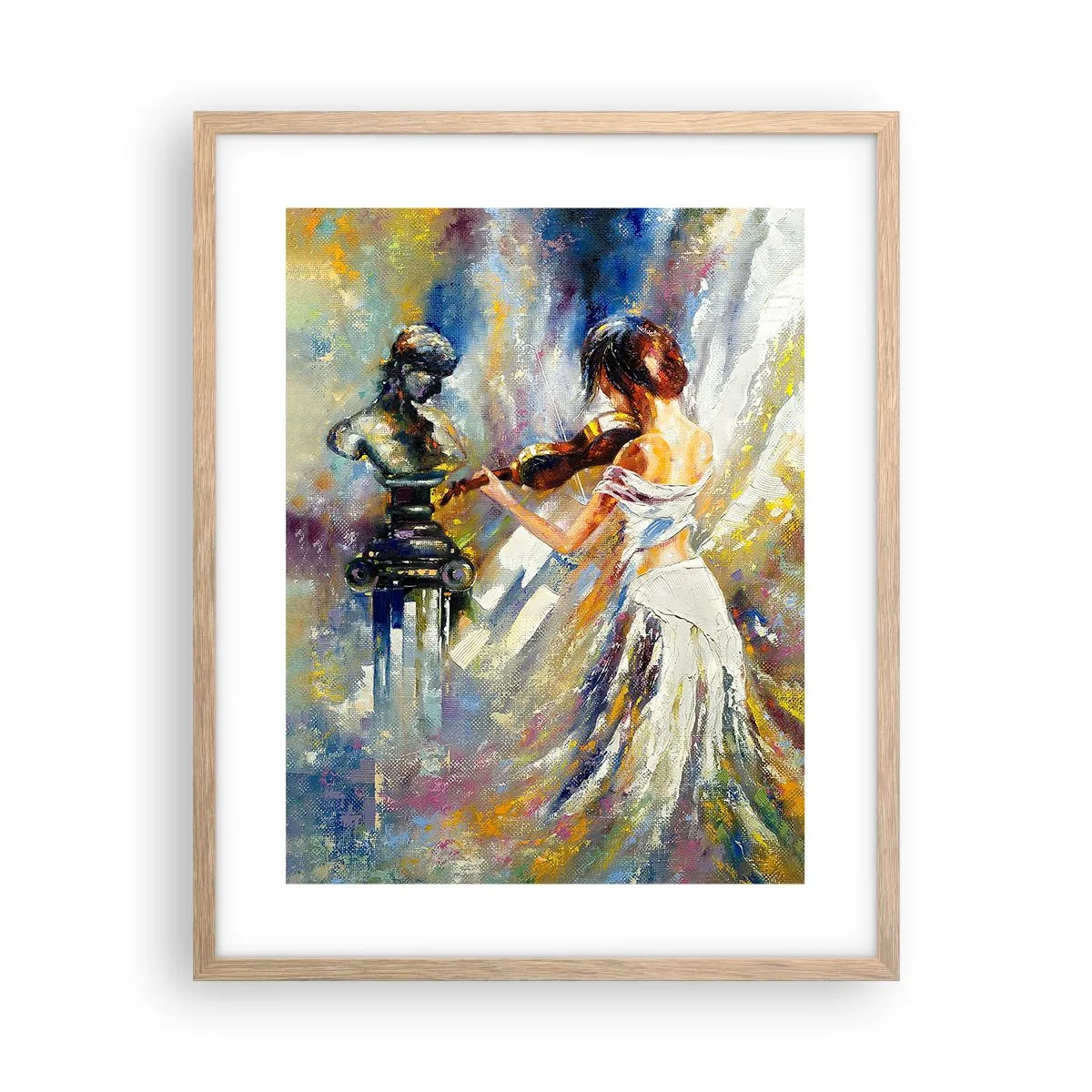 Pôster com moldura de carvalho claro - Ożywić uczuciem - 40x50 cm