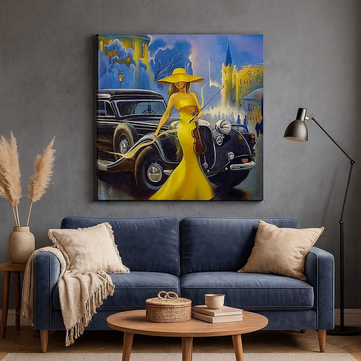 Quadro em tela - Música instrumental com violino e amor - 30x30 cm