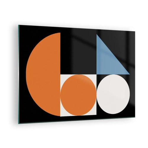 Quadro em vidro - Figuras geométricas em um arranjo abstrato - 70x50cm - Disposição das figuras - Decoração de parede moderna para a sala de estar e quarto ARTTOR