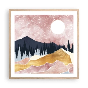 Pôster com moldura de carvalho claro - Ronda Noturna - 60x60 cm