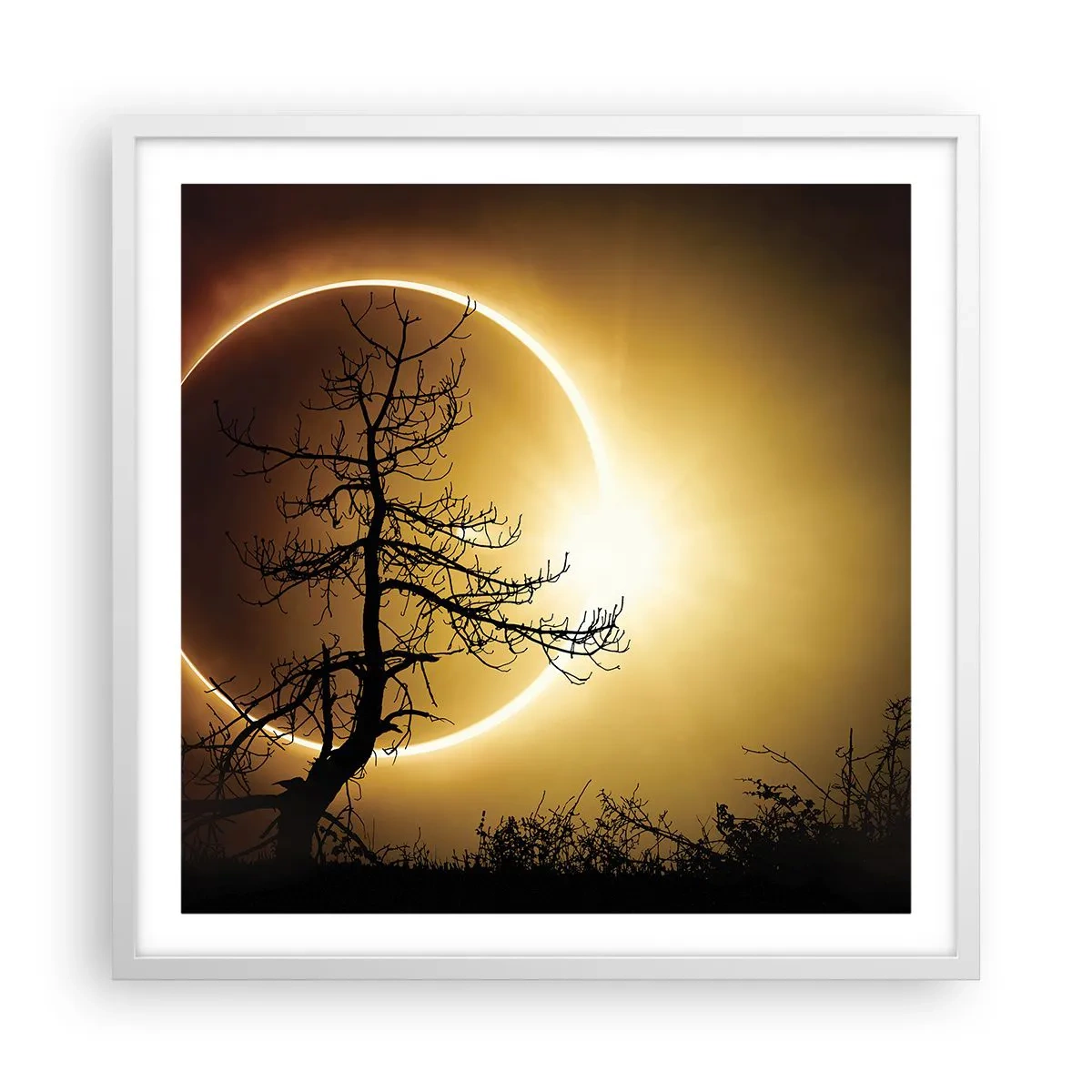Pôster em moldura branca - Eclipse total - 60x60 cm