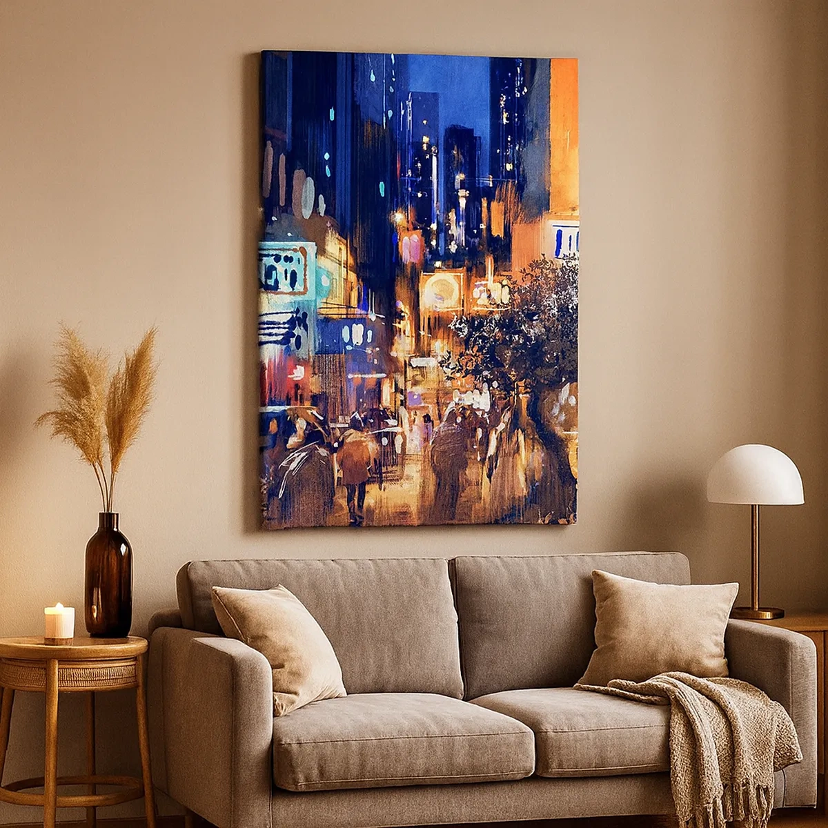 Quadro em tela - E a cidade não dorme - 50x70 cm