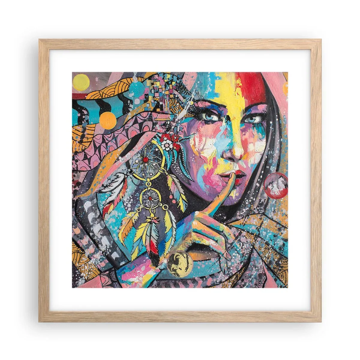 Pôster com moldura de carvalho claro - Fique em silêncio até compreender - 40x40 cm