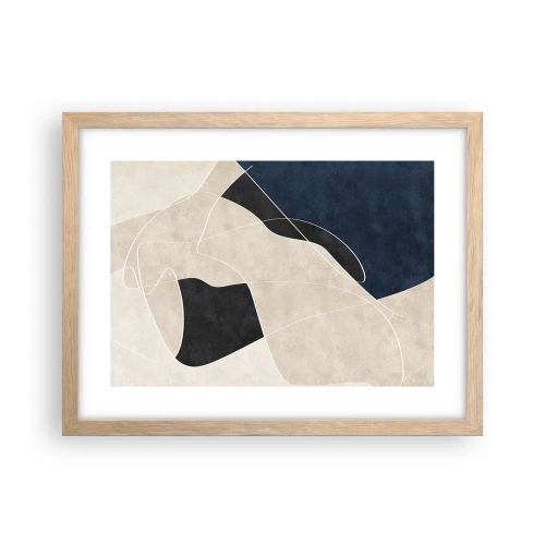 Pôster com moldura de carvalho claro - Composição abstrata – contraste de cores - 40x30 cm
