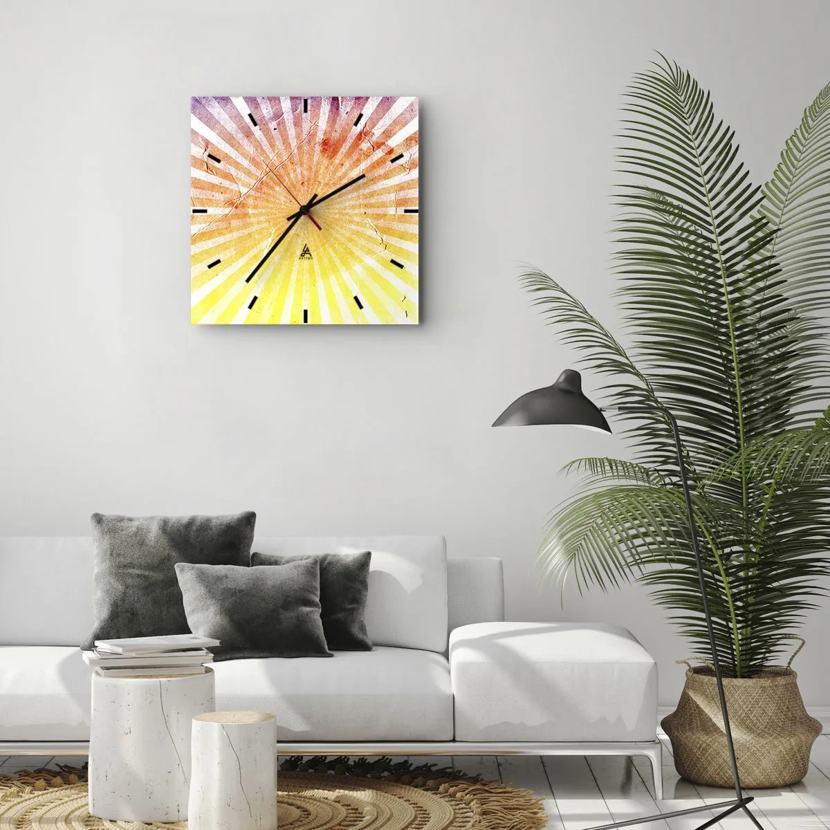 Relógio de parede - Relógio em vidro - Nasceres e entardeceres - 30x30 cm