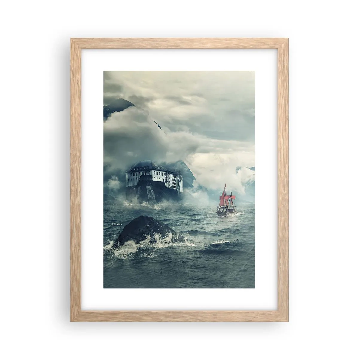 Pôster com moldura de carvalho claro - Nas águas mágicas - 30x40 cm