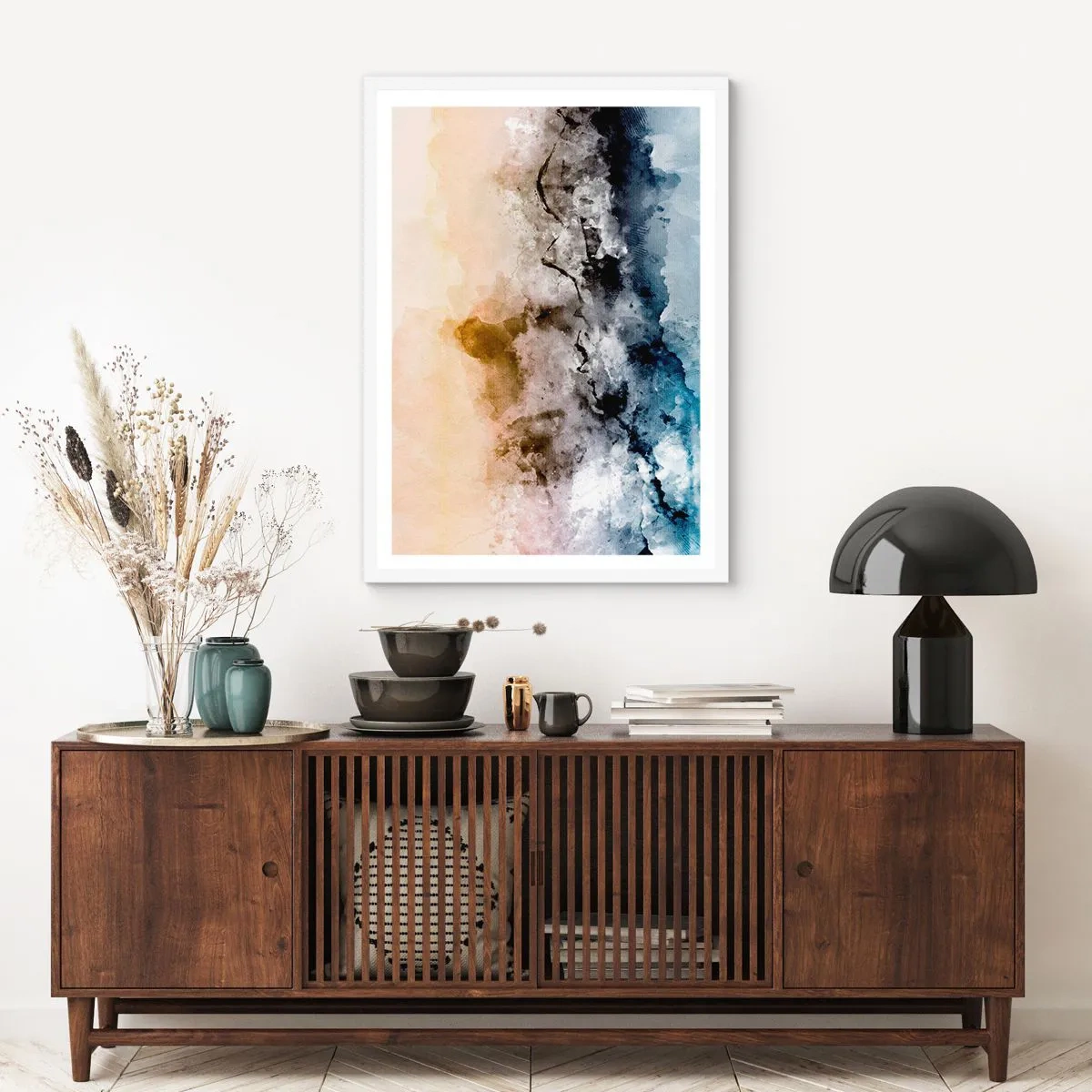 Pôster em moldura branca - Imersos no tumulto do nevoeiro - 61x91 cm