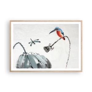 Pôster com moldura de carvalho claro - A vida do prado - 100x70 cm