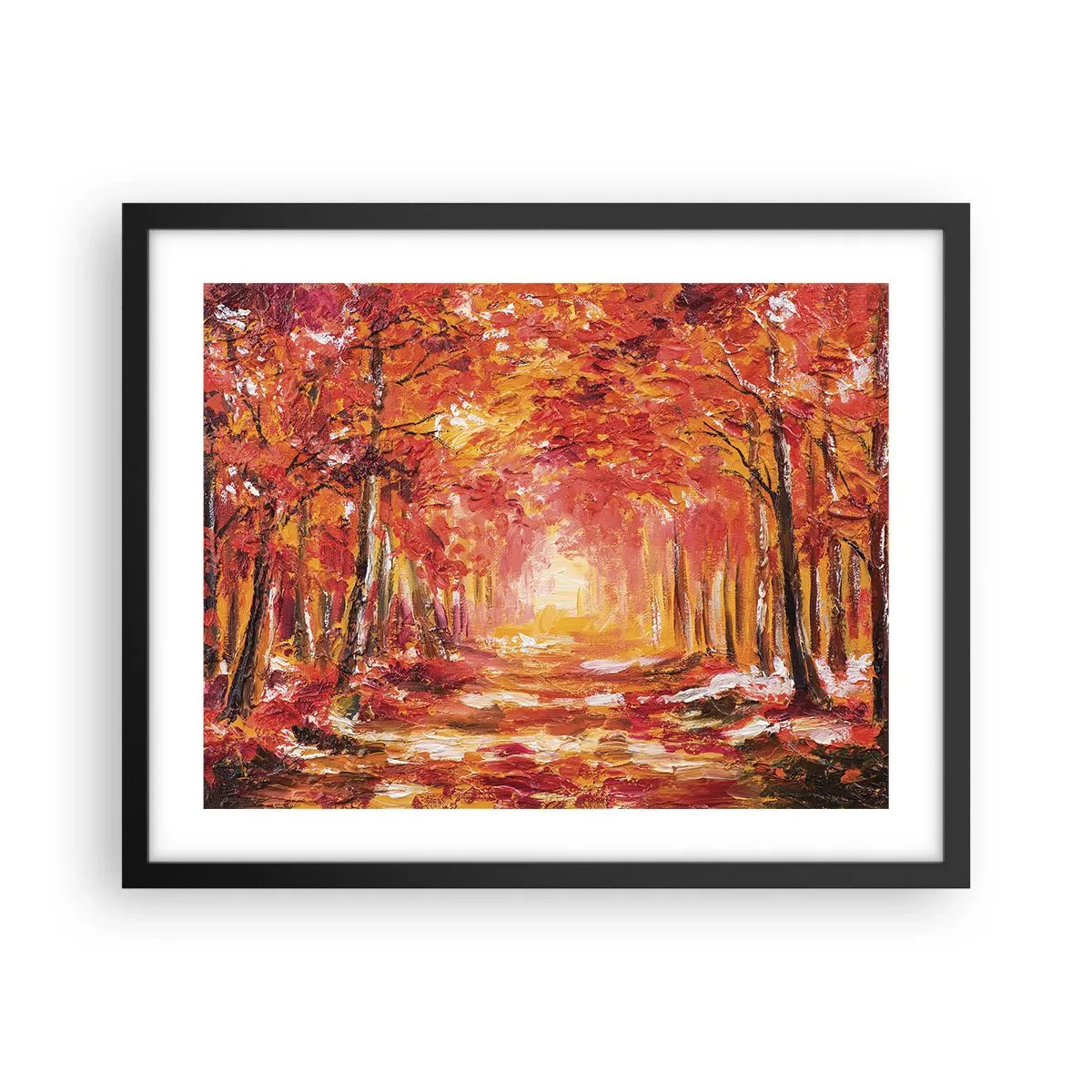Pôster com moldura preta - Floresta de cobre - 50x40 cm
