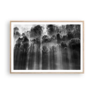 Pôster com moldura de carvalho claro - Em correntes de luz - 100x70 cm
