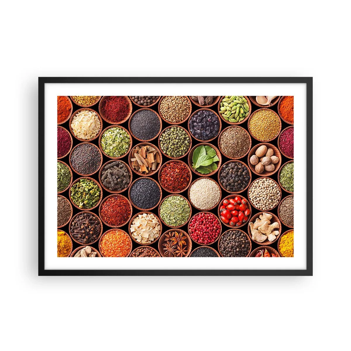 Pôster com moldura preta - Todos os sabores do mundo - 70x50 cm