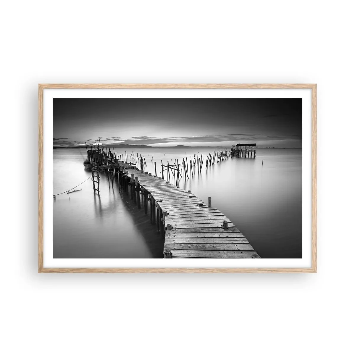 Pôster com moldura de carvalho claro - A tranquilidade de uma costa esquecida - 91x61 cm