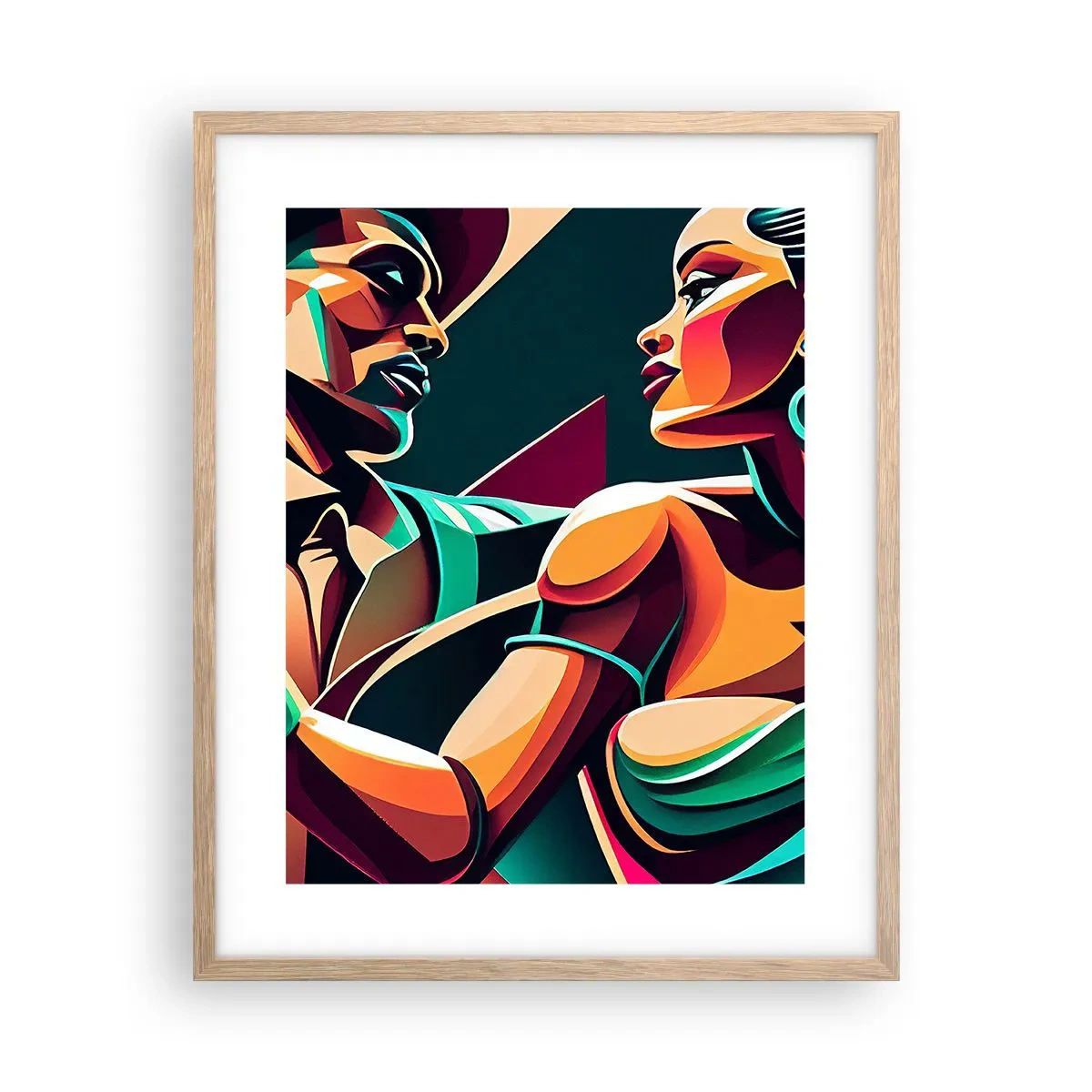 Pôster com moldura de carvalho claro - No ritmo do coração - 40x50 cm