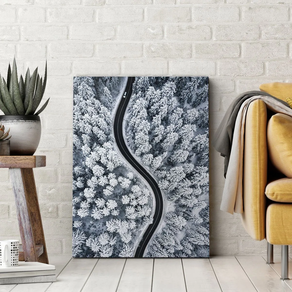 Quadro em tela - Pelaa floresta no inverno - 45x80 cm