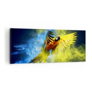 Quadro em tela - Em pó azul-dourado - 100x40 cm