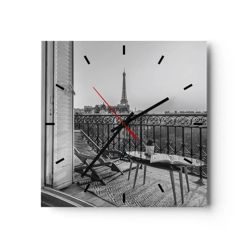 Relógio de parede - Relógio em vidro - Tarde de Paris - 30x30 cm