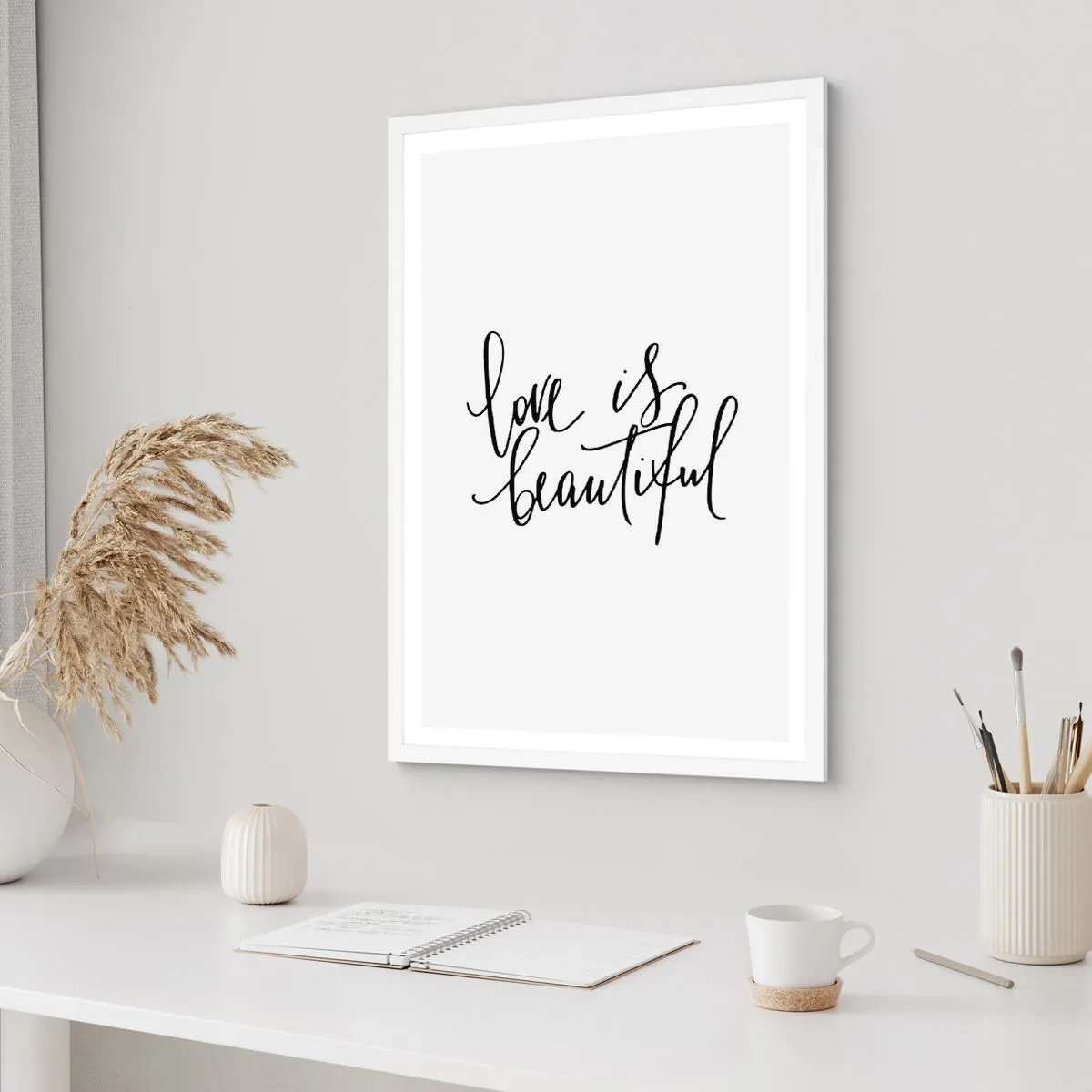 Pôster em moldura branca - Leia e repita - 50x70 cm