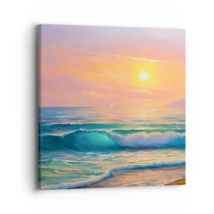 Quadro em tela - O canto turquesa das ondas - 40x40 cm