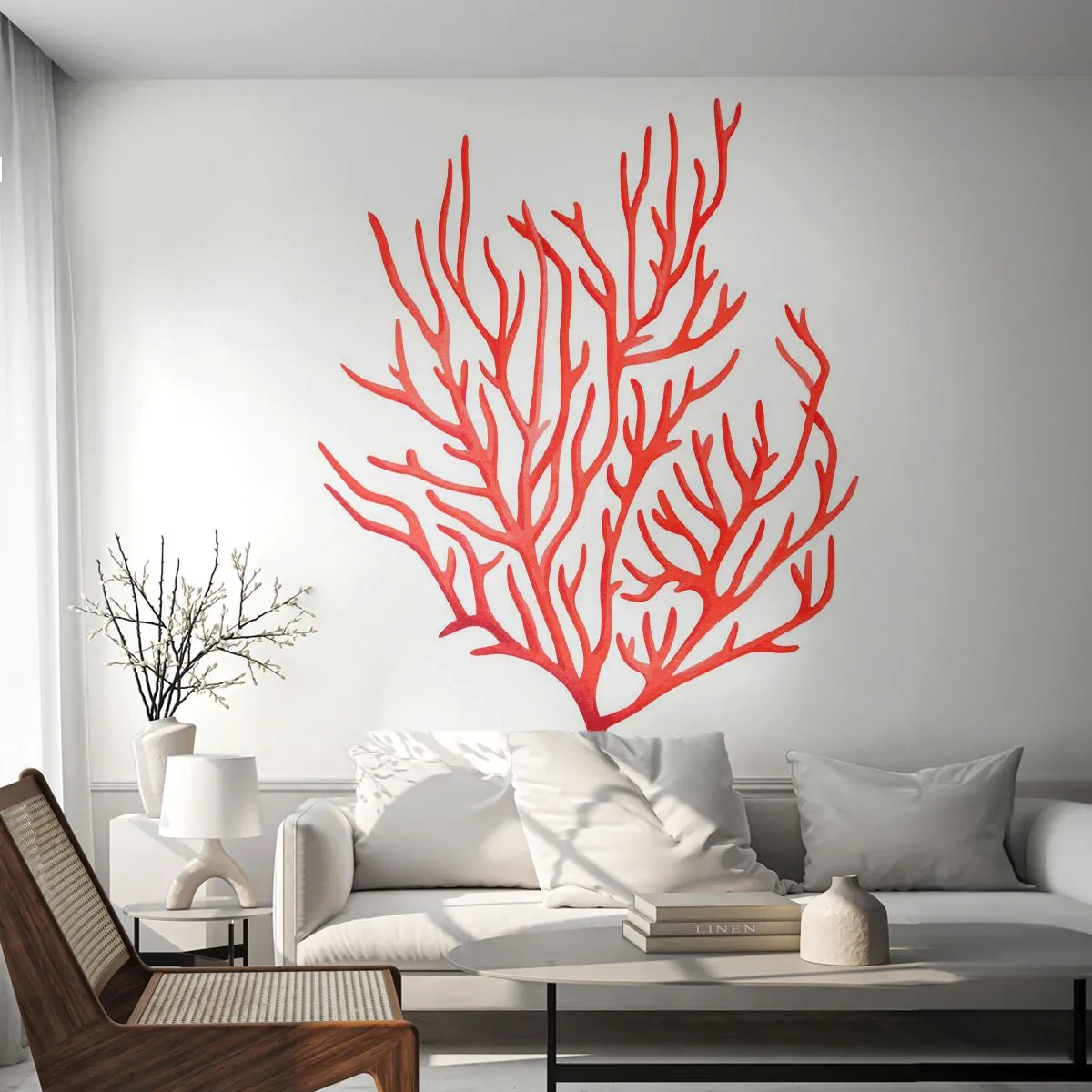 Papel de Parede Premium Sand - Filigrana coral - Recife de corais, Beira-mar, Minimalista - 250x175 cm