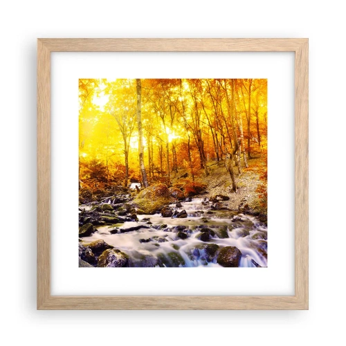 Pôster com moldura de carvalho claro - Pedras emolduradas em ouro e platina - 30x30 cm