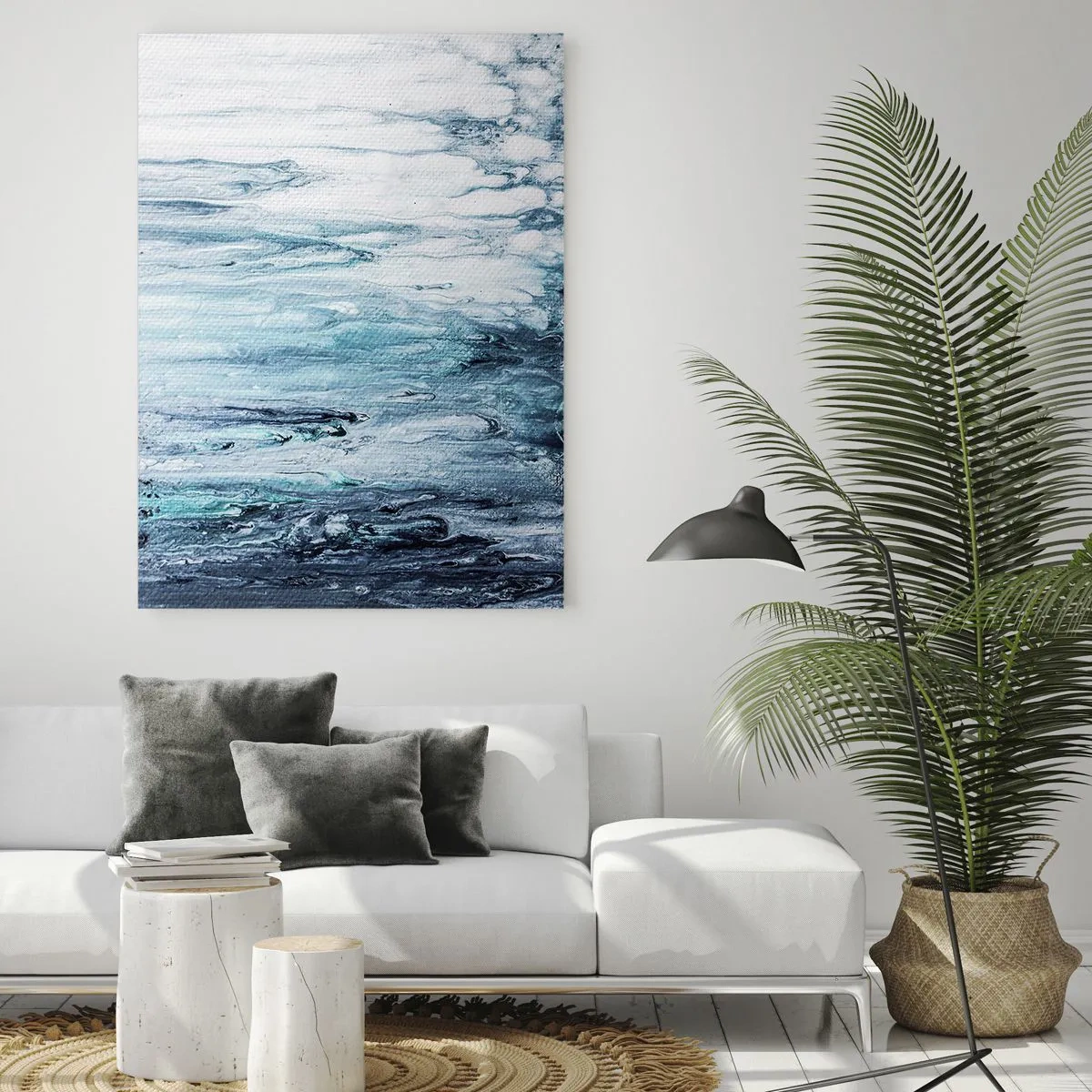 Quadro em vidro - Estalactites em azul - 50x70 cm