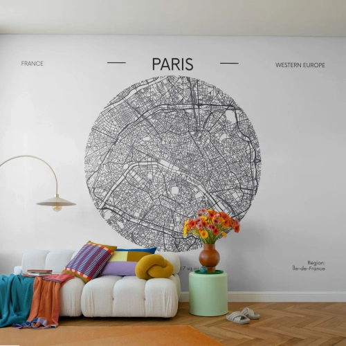 Papel de Parede Premium Sand - Anatomia de Paris - Mapa, Paris, França - 300x210 cm