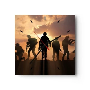 Relógio de parede - Relógio em vidro - Brothers in arms - 40x40 cm