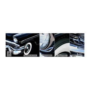 Amostra de papel de parede Premium Sand - Clássicos em prata, preto e branco - Automotivo, Carro, Branco e preto - 100x30 cm