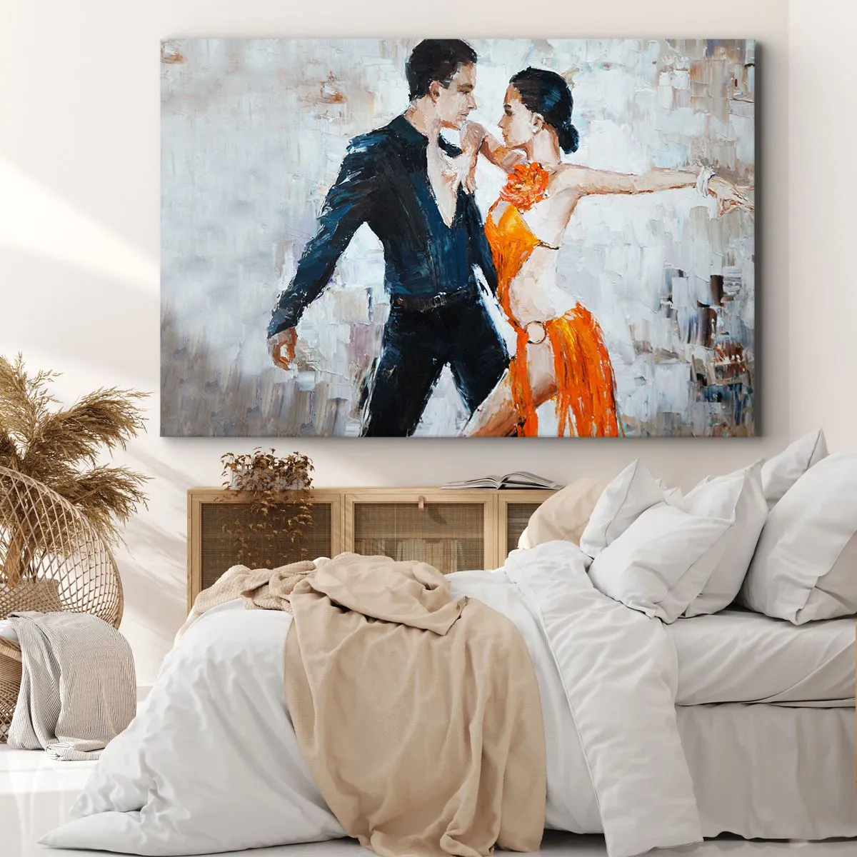 Quadro em tela - Um casal dinâmico dançando no estilo latino-americano. - 70x50cm - Dirty dancing - Decoração de parede moderna para a sala de estar e quarto ARTTOR