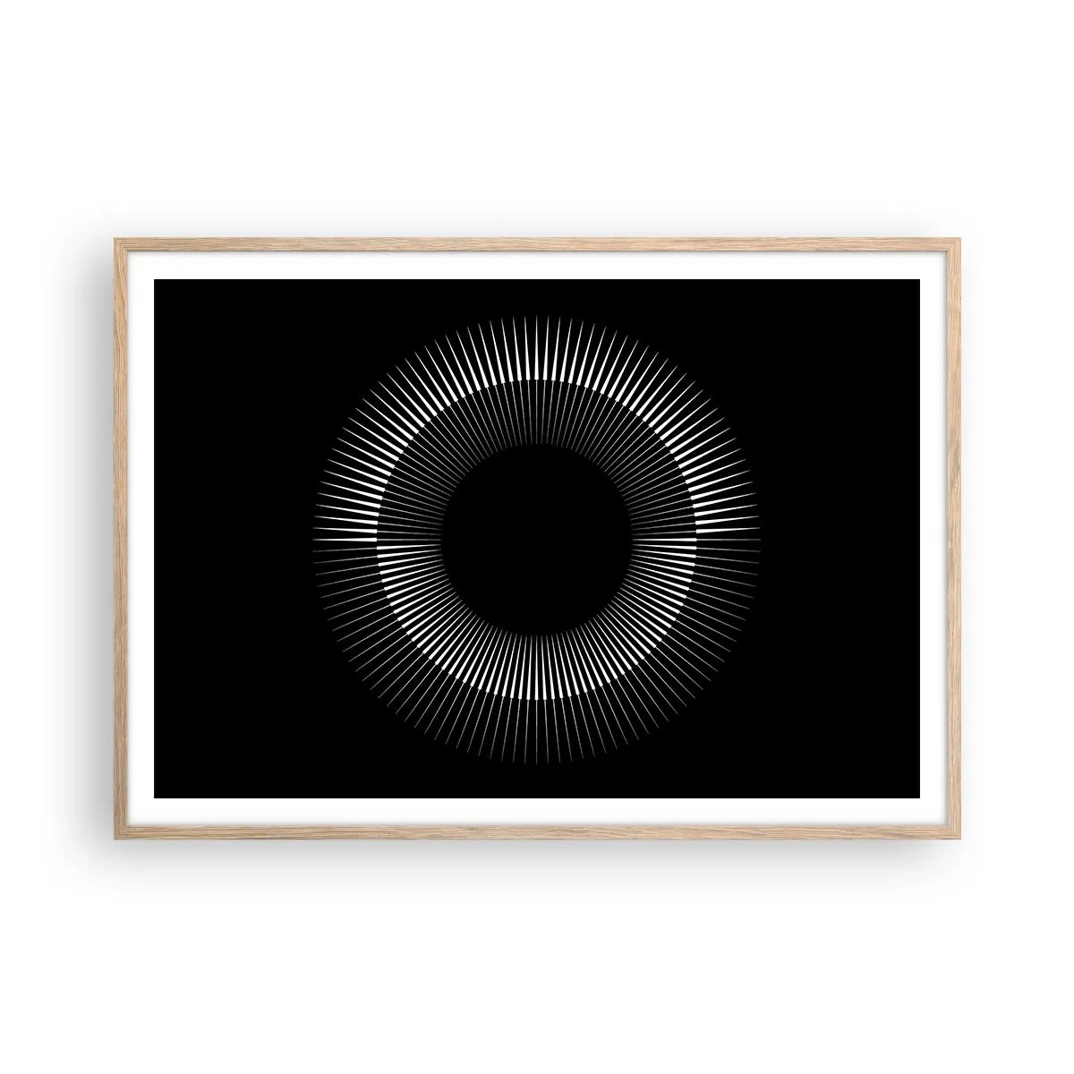 Pôster com moldura de carvalho claro - Sol preto - 100x70 cm