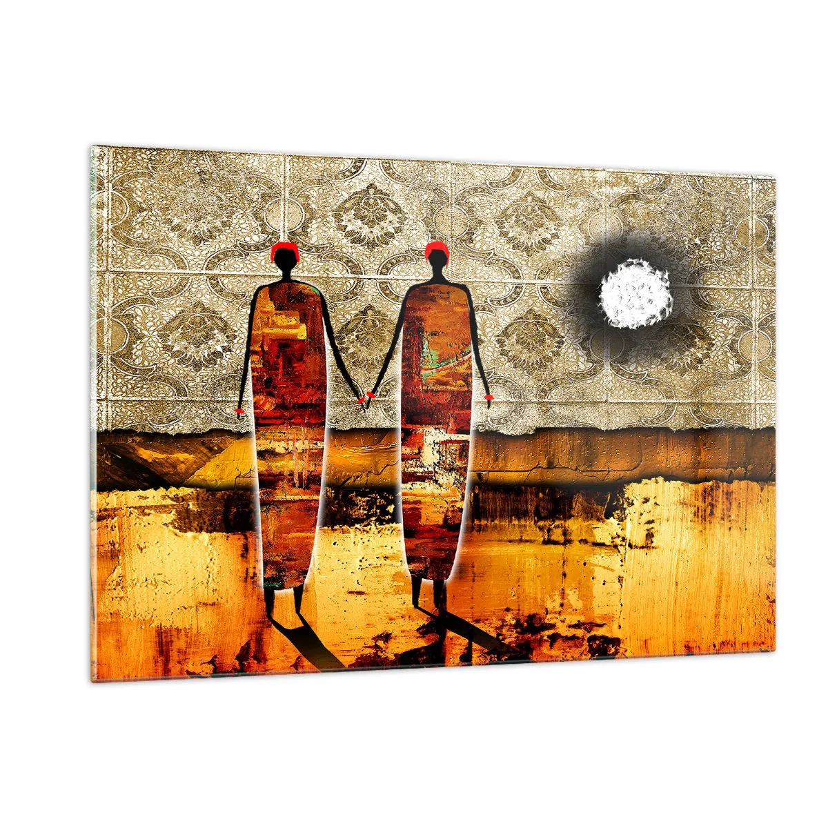 Quadro em vidro - Composição étnica nas cores da África - 120x80 cm