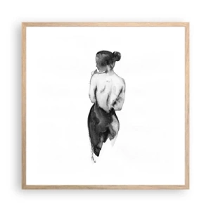 Pôster com moldura de carvalho claro - Com ela, o mundo desaparece - 60x60 cm