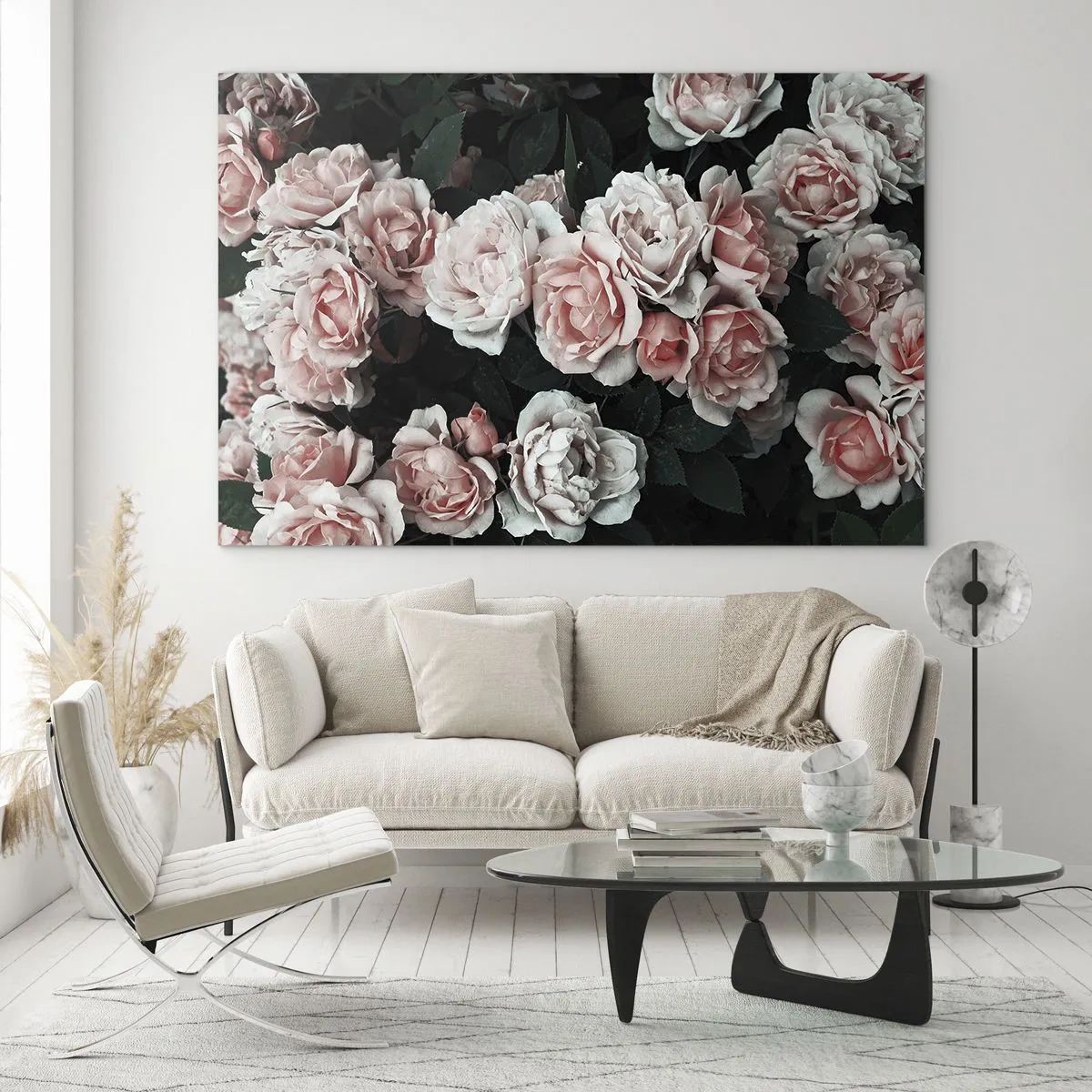 Quadro em vidro - Conjuntos de rosas - 100x70 cm